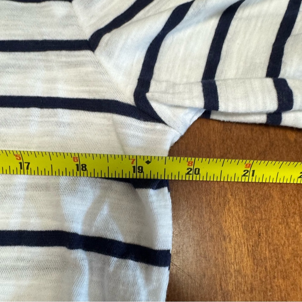 NWT Banana Republic Scoop Neck Malibu Tee Navy & White Striped Bell Cuffs Size L - Picture 8 of 11